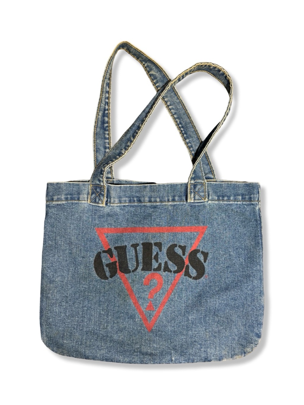 Vintage 90s GUESS Denim Logo Tote Bag